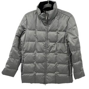 Lauren Ralph Lauren Women's Gray Puffer Down Jacket Stand Collar Full Zip Size M